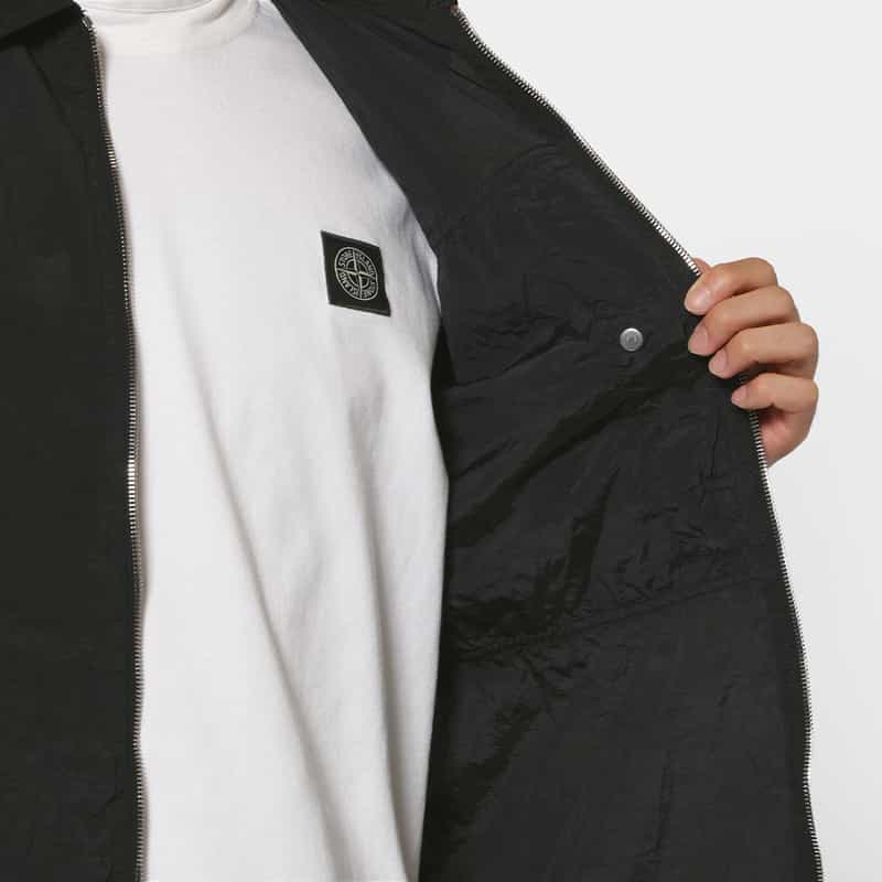 STONE ISLAND STONE ISLAND ＜ストーン アイランド＞ ナイロン素材ジップアップシャツ BLACK