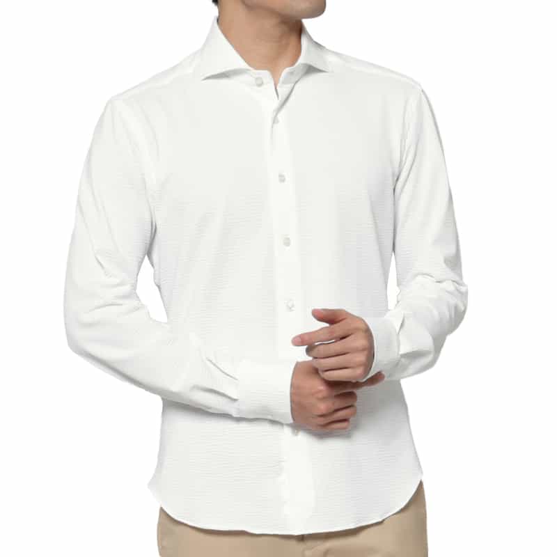 XACUS XACUS＜ザッカス＞ シアサッカー素材シャツ WHITE