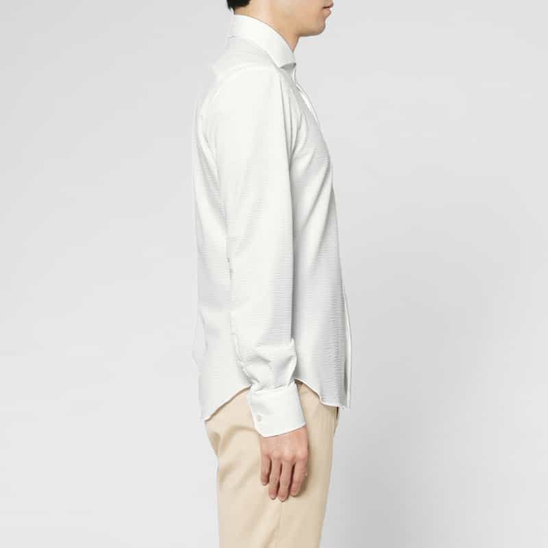 XACUS XACUS＜ザッカス＞ シアサッカー素材シャツ WHITE