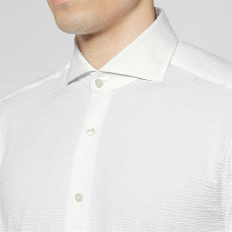 XACUS XACUS＜ザッカス＞ シアサッカー素材シャツ WHITE