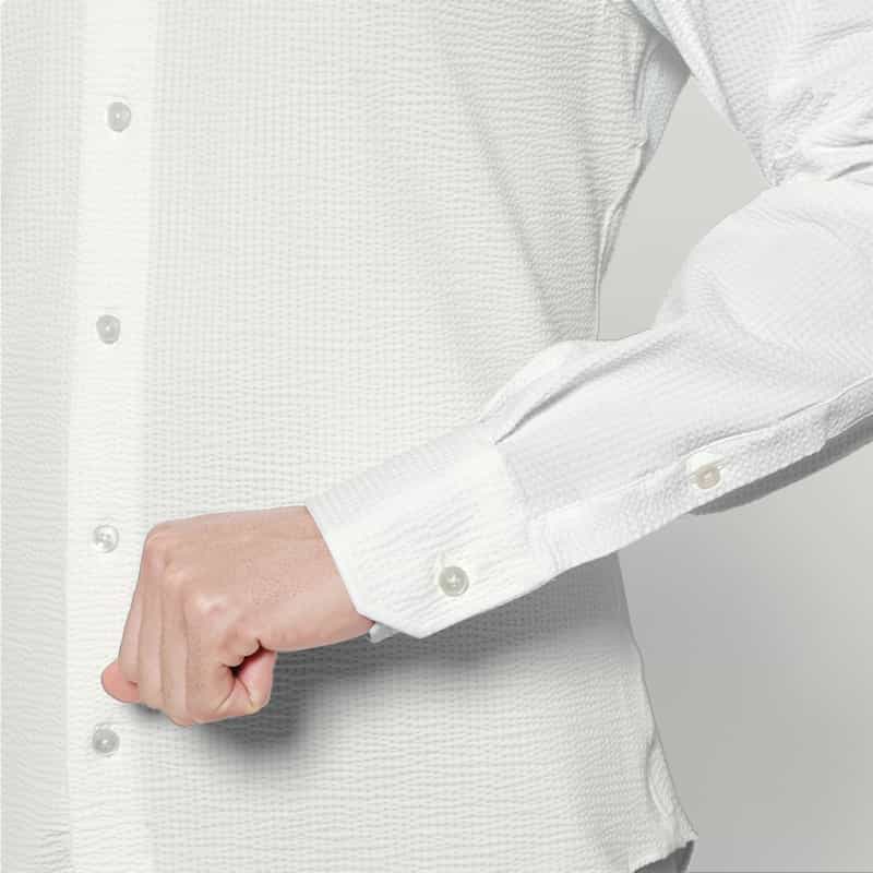 XACUS XACUS＜ザッカス＞ シアサッカー素材シャツ WHITE