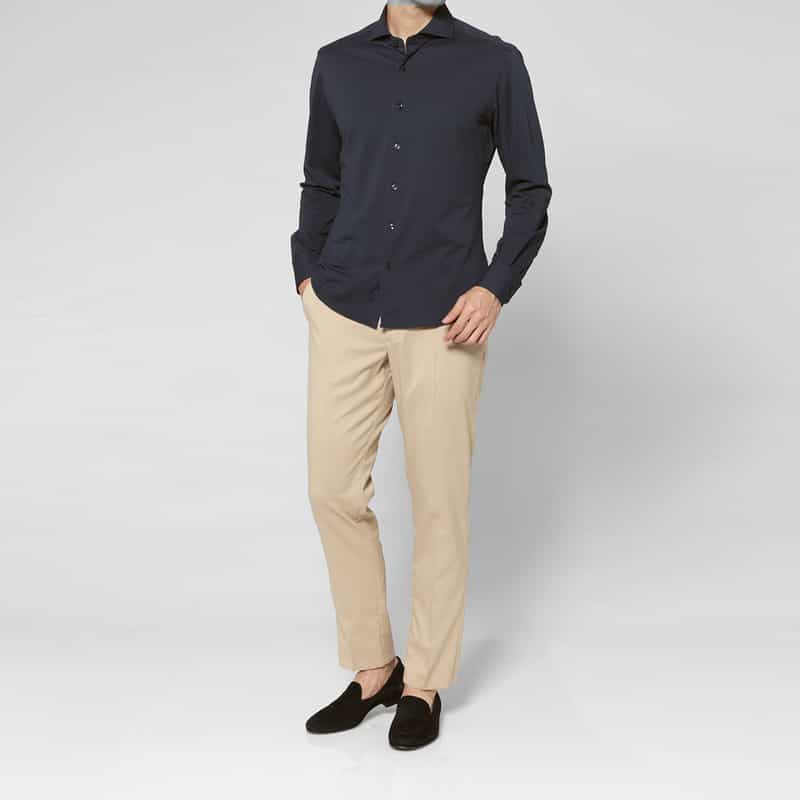 XACUS XACUS＜ザッカス＞ シアサッカー素材シャツ NAVY