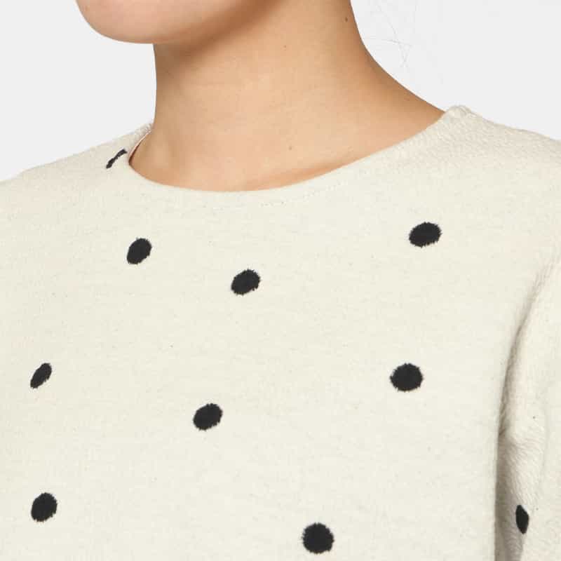 BARNEYS NEW YORK ウォッシャブル ドット柄フリルヘムプルオーバー OFF WHITE