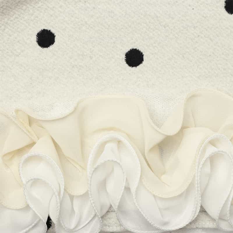 BARNEYS NEW YORK ウォッシャブル ドット柄フリルヘムプルオーバー OFF WHITE