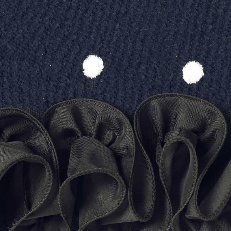 BARNEYS NEW YORK ウォッシャブル ドット柄フリルヘムプルオーバー NAVY