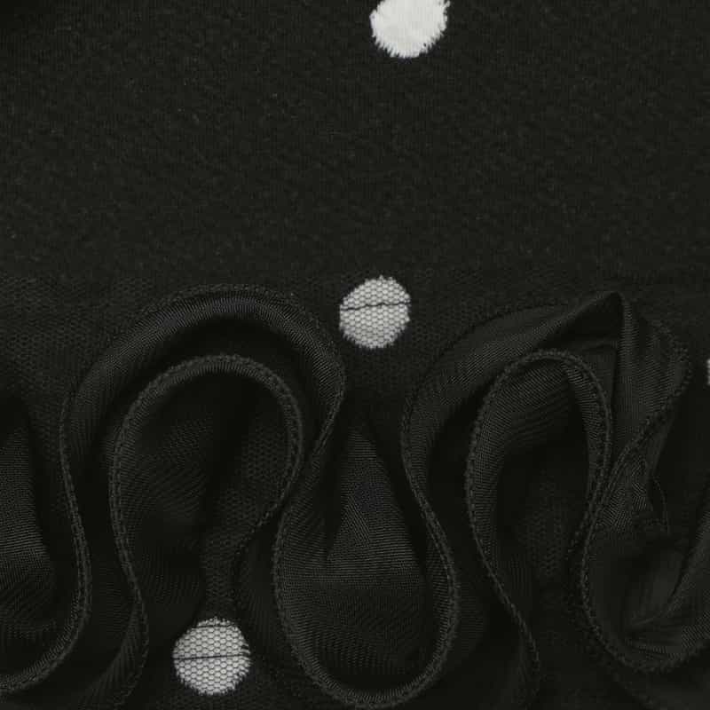 BARNEYS NEW YORK ウォッシャブル ドット柄フリルヘムプルオーバー BLACK