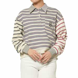 ウォッシャブル マルチボーダー柄ポロシャツ