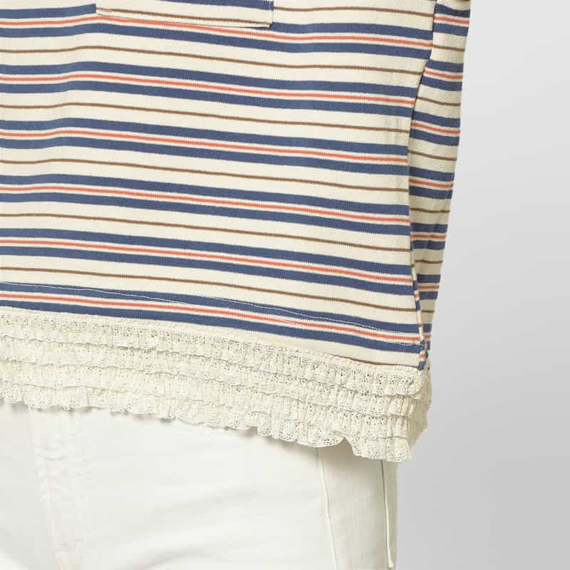 BARNEYS NEW YORK ウォッシャブル マルチボーダー柄ポロシャツ BLUE