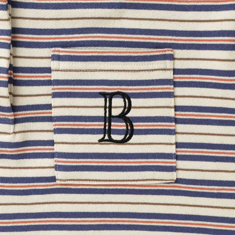 BARNEYS NEW YORK ウォッシャブル マルチボーダー柄ポロシャツ BLUE