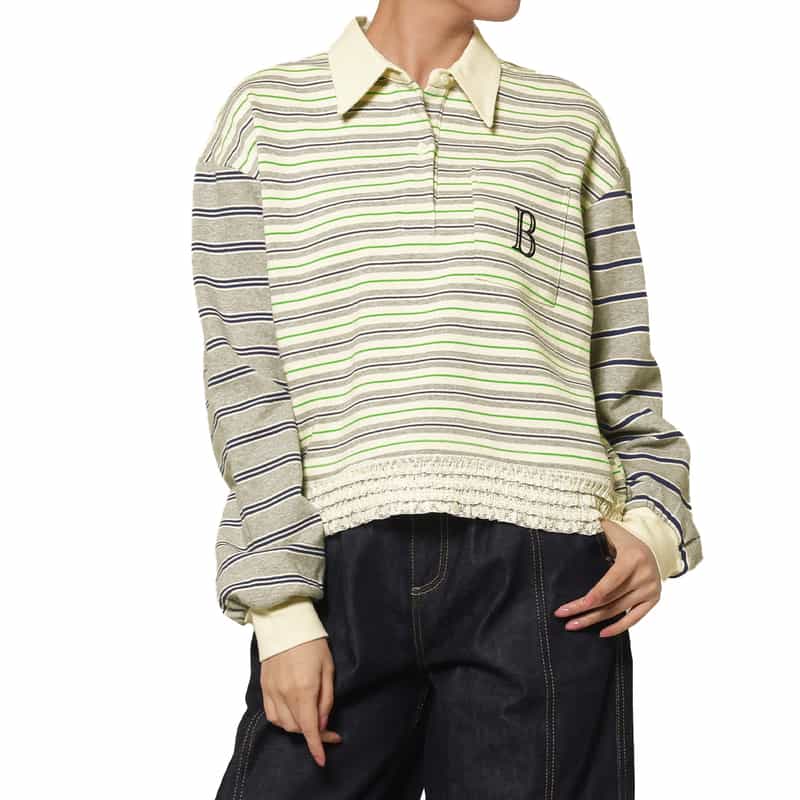 ウォッシャブル マルチボーダー柄ポロシャツ