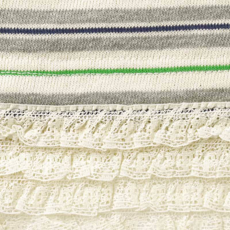 BARNEYS NEW YORK ウォッシャブル マルチボーダー柄ポロシャツ GRAY