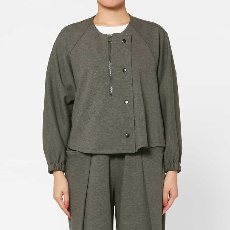 BARNEYS NEW YORK セットアップ ウォッシャブル 2WAYノーカラージャケット DARK GRAY