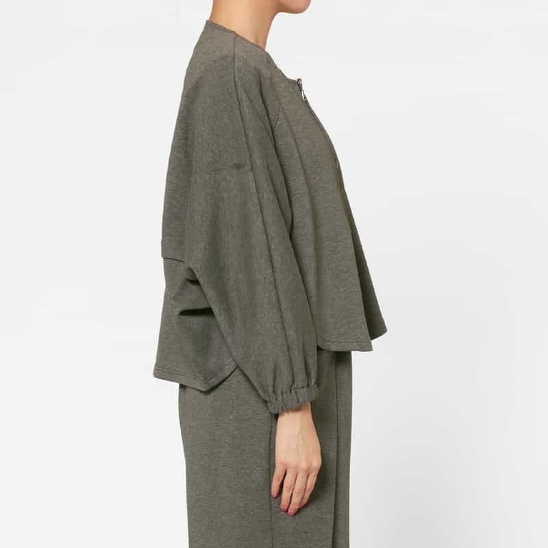 BARNEYS NEW YORK セットアップ ウォッシャブル 2WAYノーカラージャケット DARK GRAY