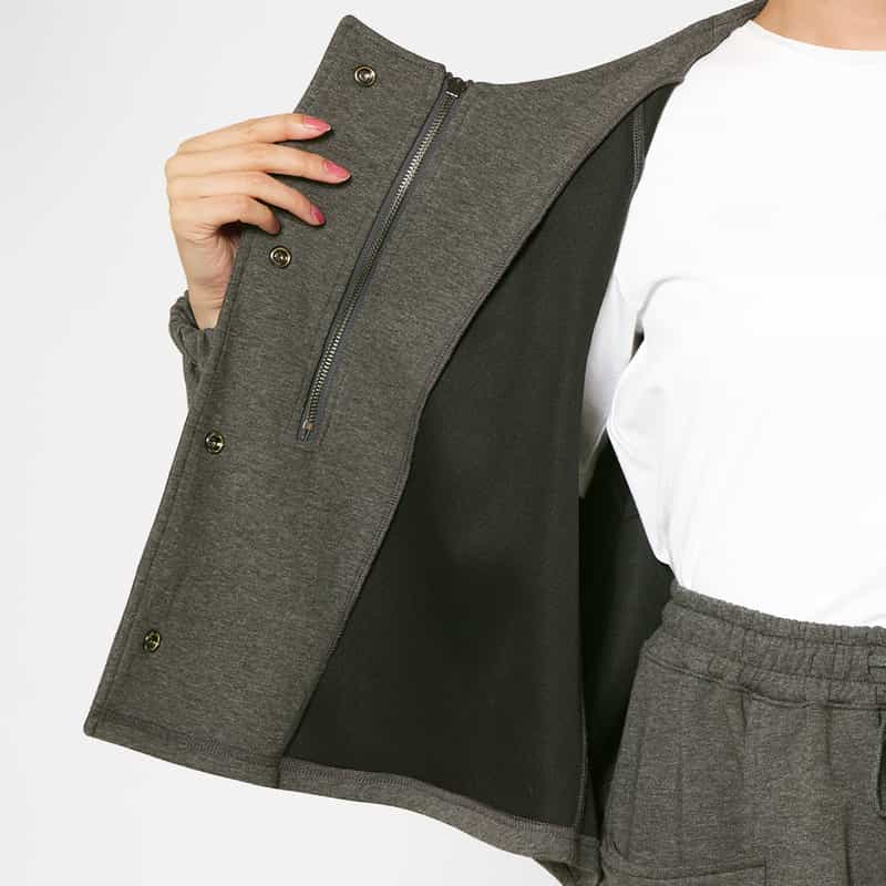 BARNEYS NEW YORK セットアップ ウォッシャブル 2WAYノーカラージャケット DARK GRAY