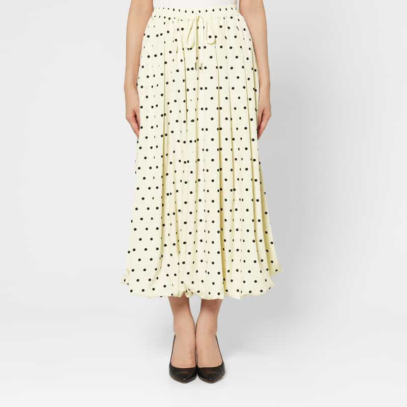 BARNEYS NEW YORK ウォッシャブル ドローストリングドット柄バルーンスカート WHITE