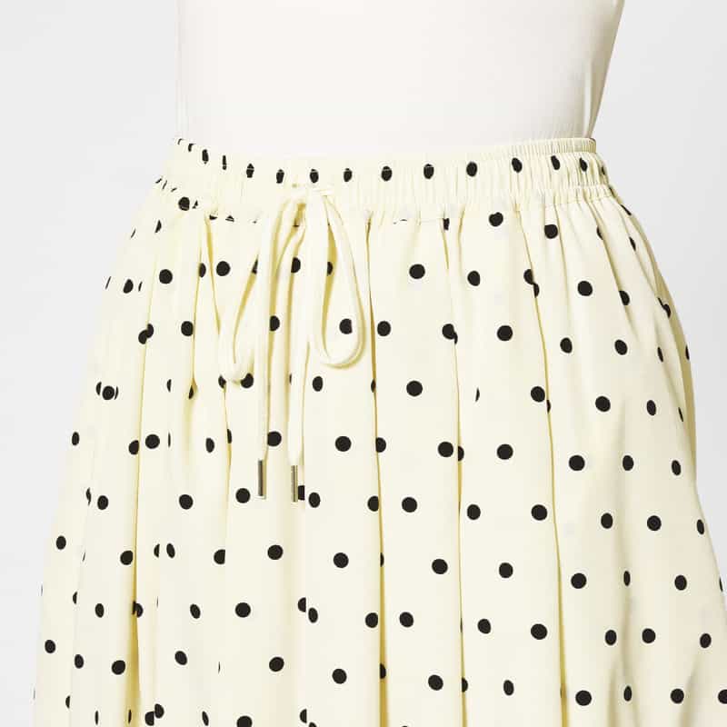 BARNEYS NEW YORK ウォッシャブル ドローストリングドット柄バルーンスカート WHITE