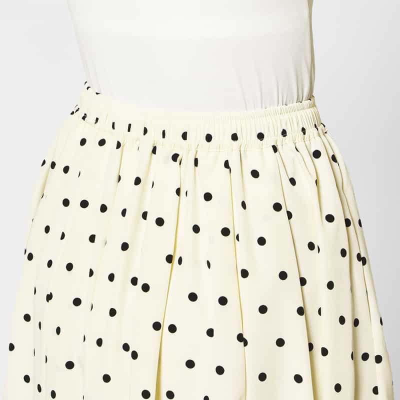 BARNEYS NEW YORK ウォッシャブル ドローストリングドット柄バルーンスカート WHITE