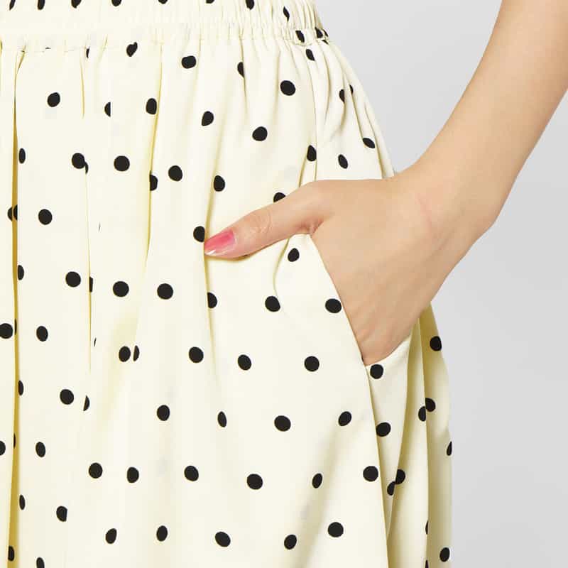 BARNEYS NEW YORK ウォッシャブル ドローストリングドット柄バルーンスカート WHITE
