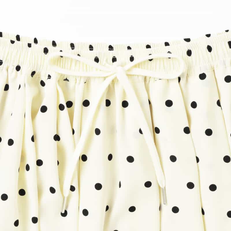 BARNEYS NEW YORK ウォッシャブル ドローストリングドット柄バルーンスカート WHITE