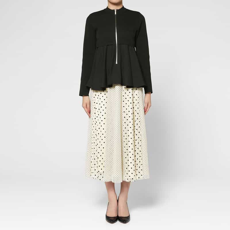 BARNEYS NEW YORK ドッド柄 チュールコンビネーションストライプデザインスカート BEIGE