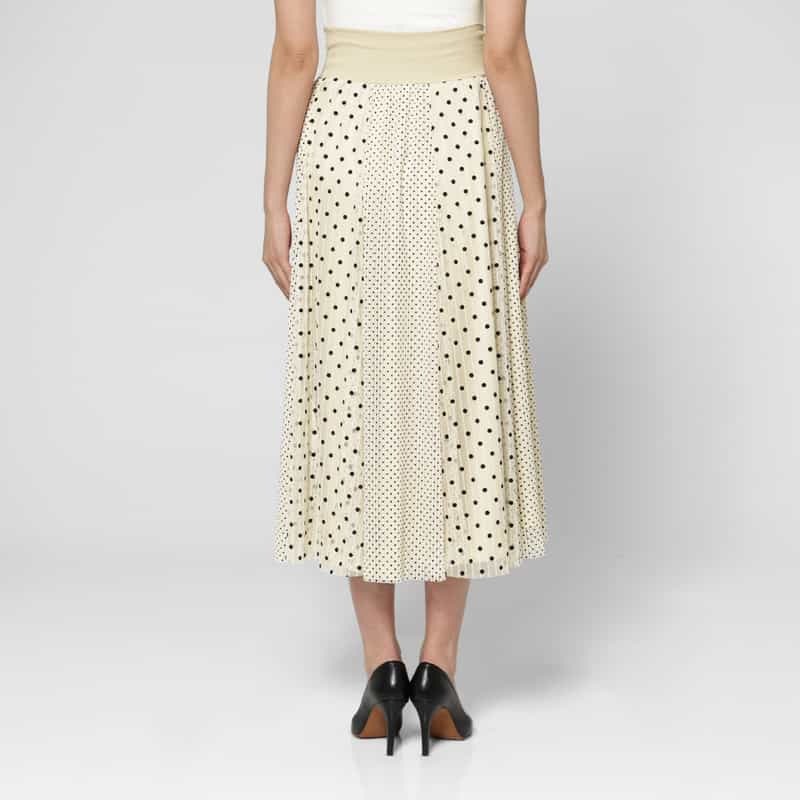 BARNEYS NEW YORK ドッド柄 チュールコンビネーションストライプデザインスカート BEIGE