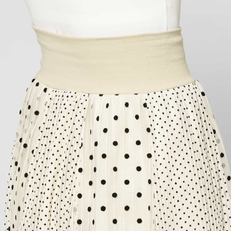 BARNEYS NEW YORK ドッド柄 チュールコンビネーションストライプデザインスカート BEIGE