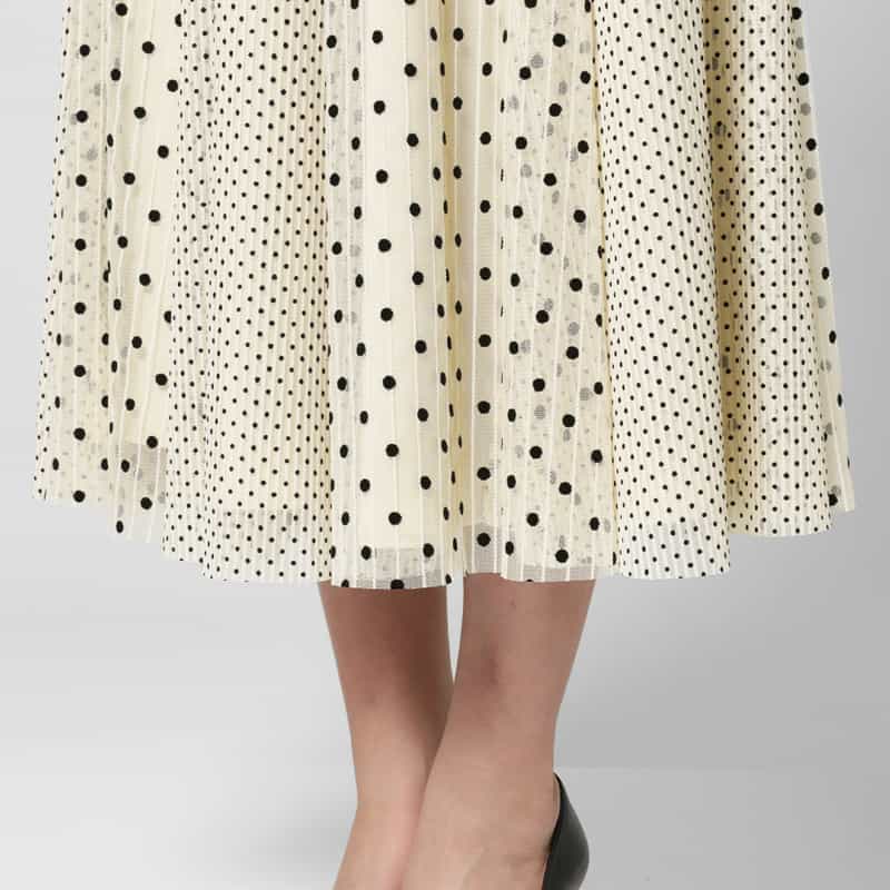 BARNEYS NEW YORK ドッド柄 チュールコンビネーションストライプデザインスカート BEIGE