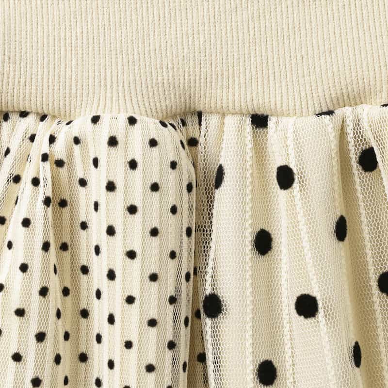 BARNEYS NEW YORK ドッド柄 チュールコンビネーションストライプデザインスカート BEIGE