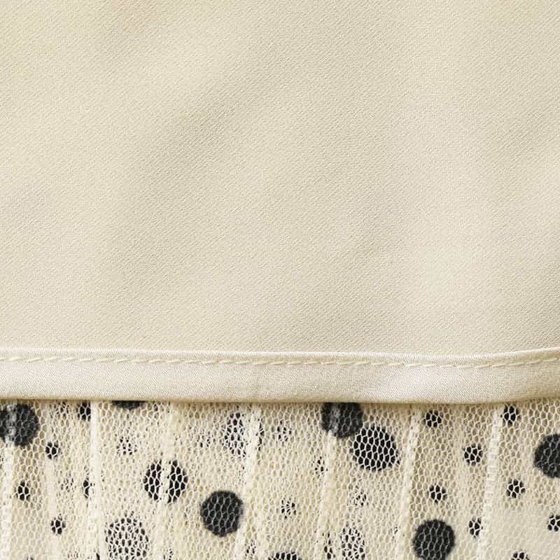 BARNEYS NEW YORK ドッド柄 チュールコンビネーションストライプデザインスカート BEIGE