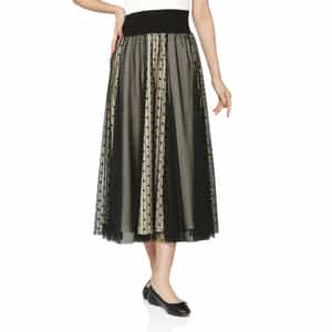 ドッド柄 チュールコンビネーションストライプデザインスカート