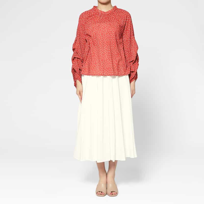 BARNEYS NEW YORK ウォッシャブル コットンフレアスカート WHITE