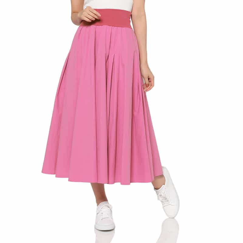 BARNEYS NEW YORK ウォッシャブル コットンフレアスカート PINK