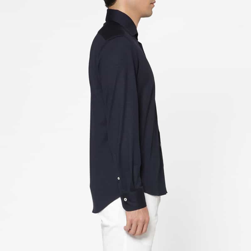 BARNEYS NEW YORK ウールジャージー素材カジュアルシャツ NAVY
