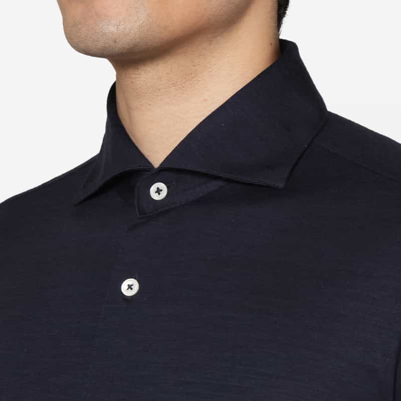 BARNEYS NEW YORK ウールジャージー素材カジュアルシャツ NAVY