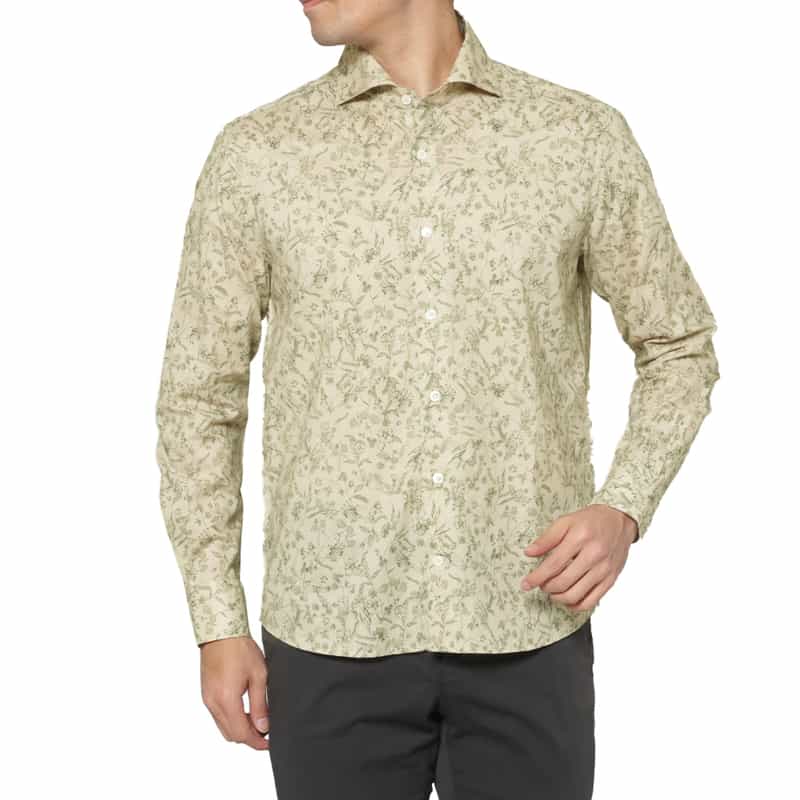 花柄コットンカジュアルシャツ