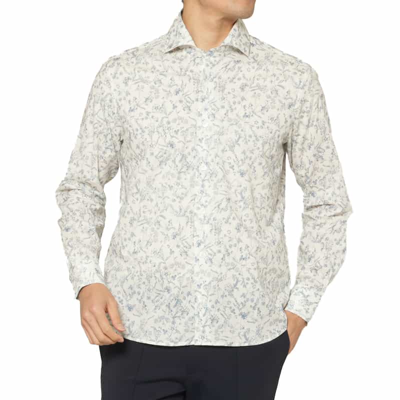 花柄コットンカジュアルシャツ