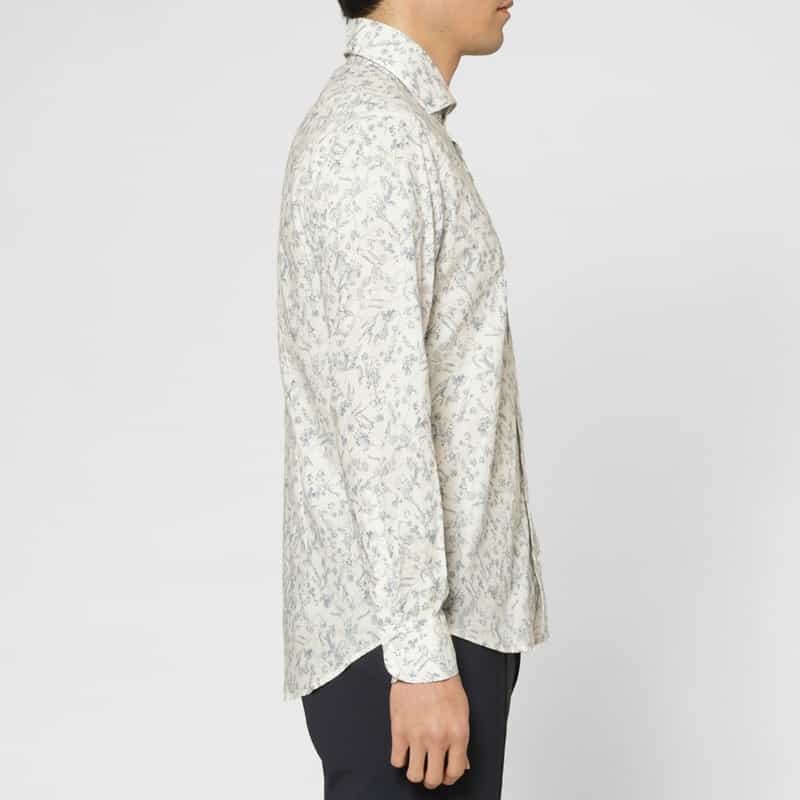 BARNEYS NEW YORK 花柄コットンカジュアルシャツ BLUE