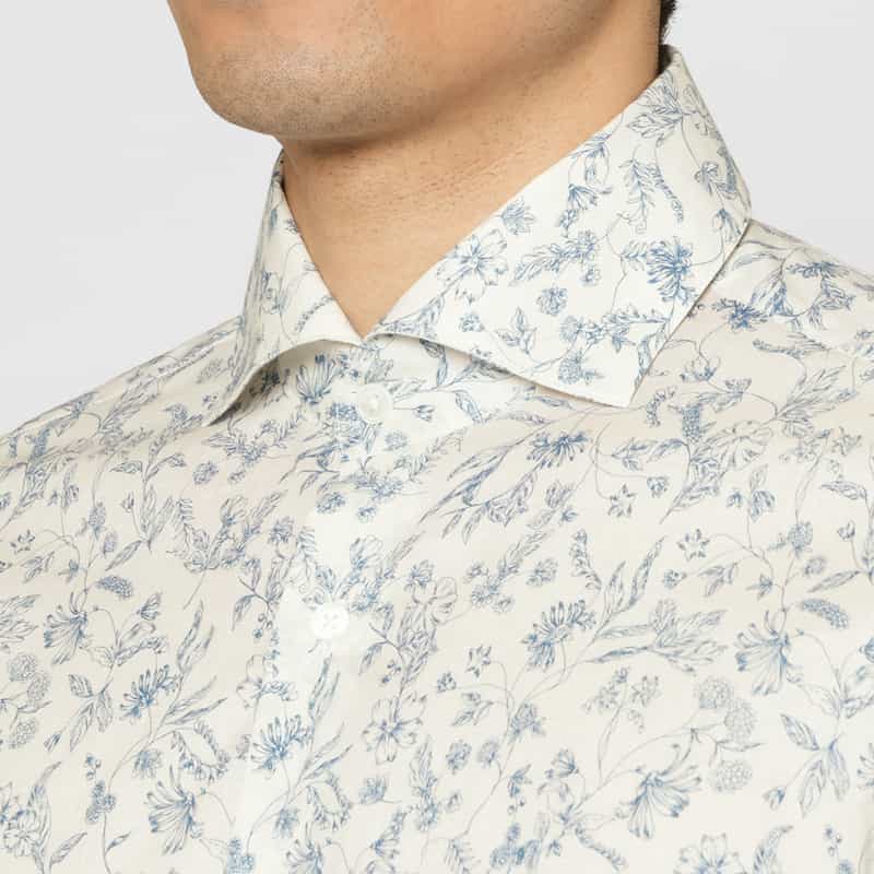 BARNEYS NEW YORK 花柄コットンカジュアルシャツ BLUE