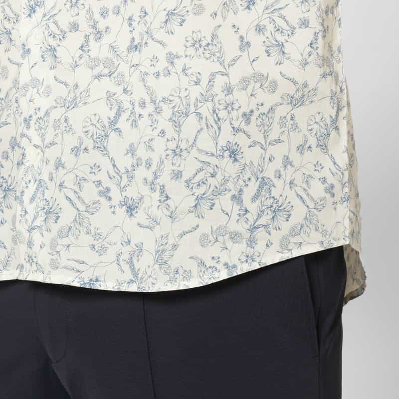 BARNEYS NEW YORK 花柄コットンカジュアルシャツ BLUE