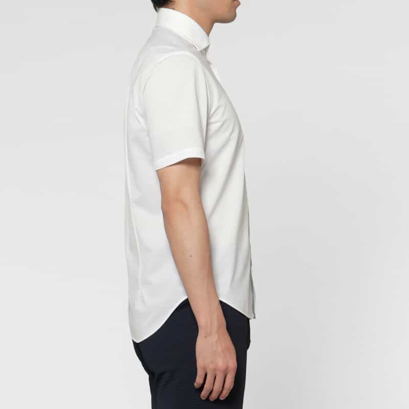 BARNEYS NEW YORK 鹿の子素材ショートスリーブシャツ（アルビニ社製コットン使用） WHITE