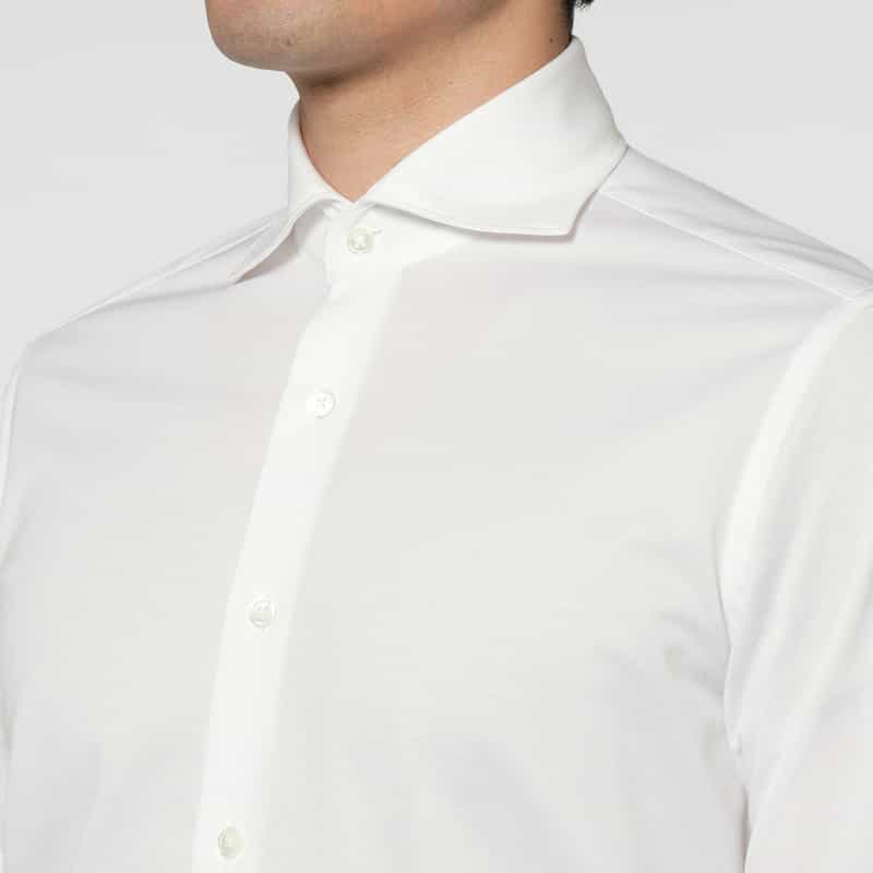 BARNEYS NEW YORK 鹿の子素材ショートスリーブシャツ（アルビニ社製コットン使用） WHITE