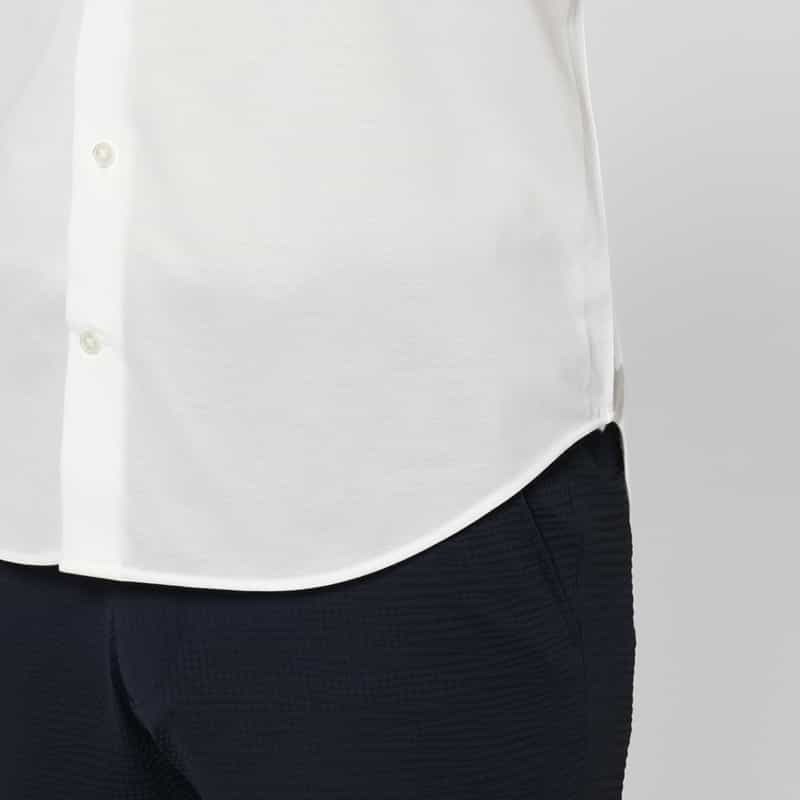 BARNEYS NEW YORK 鹿の子素材ショートスリーブシャツ（アルビニ社製コットン使用） WHITE