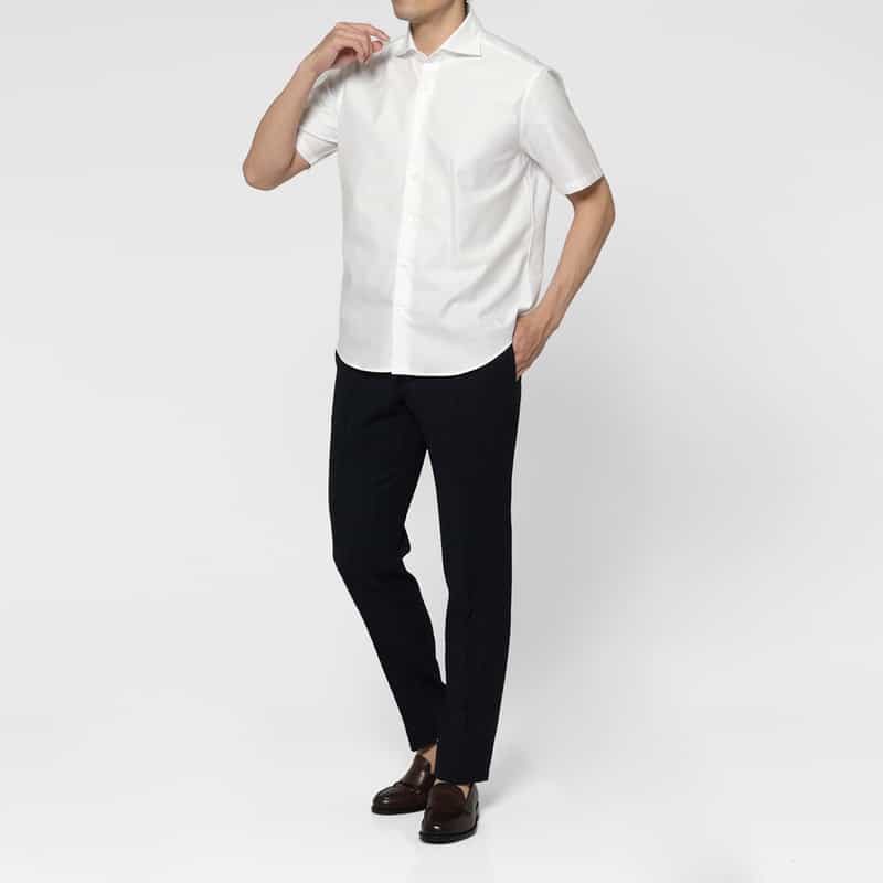 BARNEYS NEW YORK ショートスリーブコットンシャツ WHITE