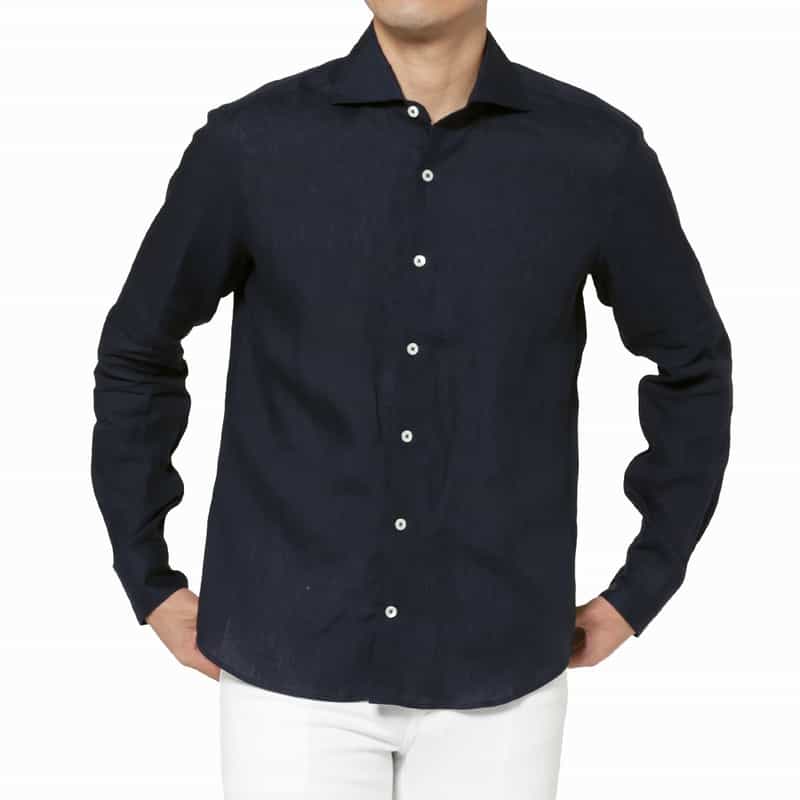 BARNEYS NEW YORK リネンシャツ NAVY