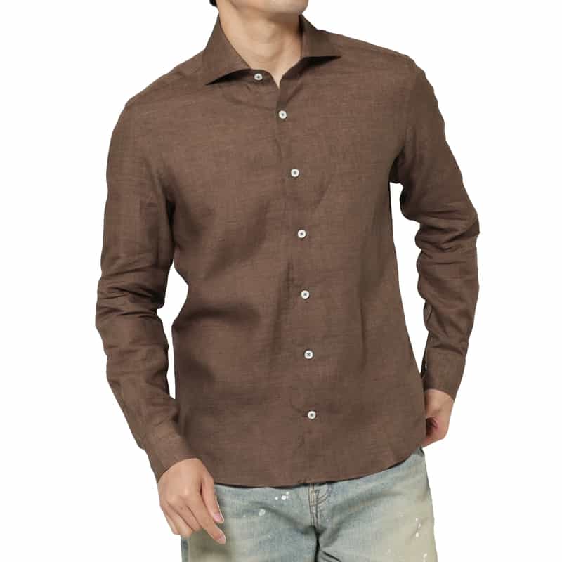 BARNEYS NEW YORK リネンシャツ BROWN