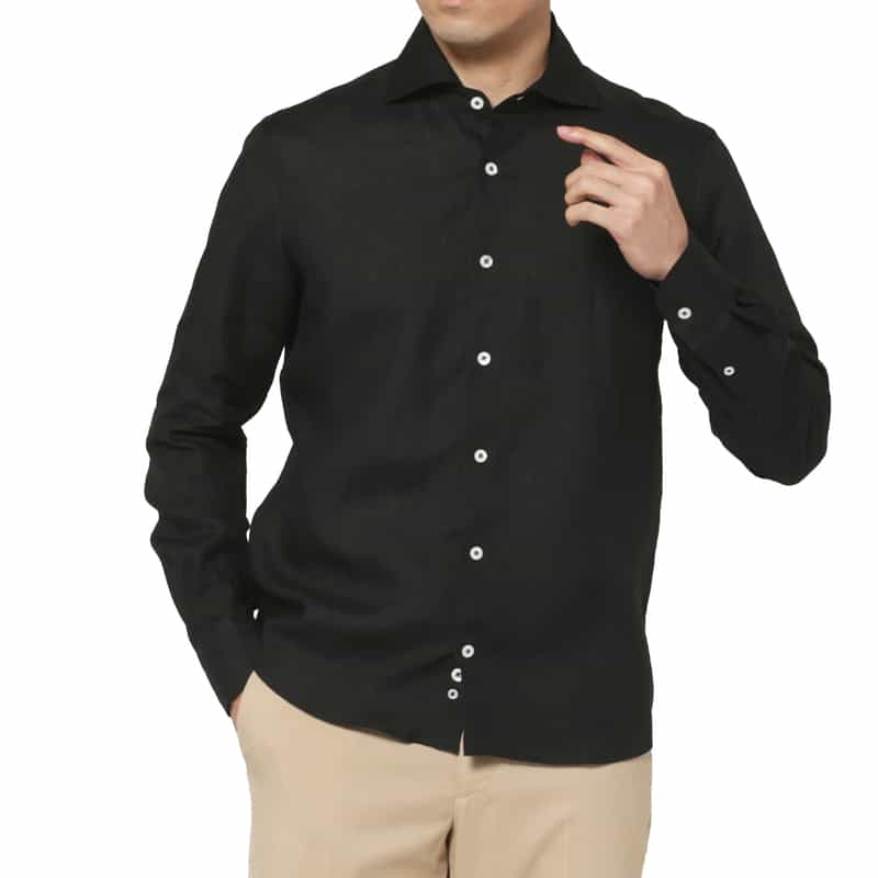 BARNEYS NEW YORK リネンシャツ BLACK