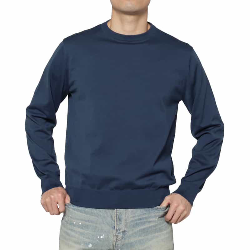 BARNEYS NEW YORK 海島綿クルーネックニットプルオーバー BLUE