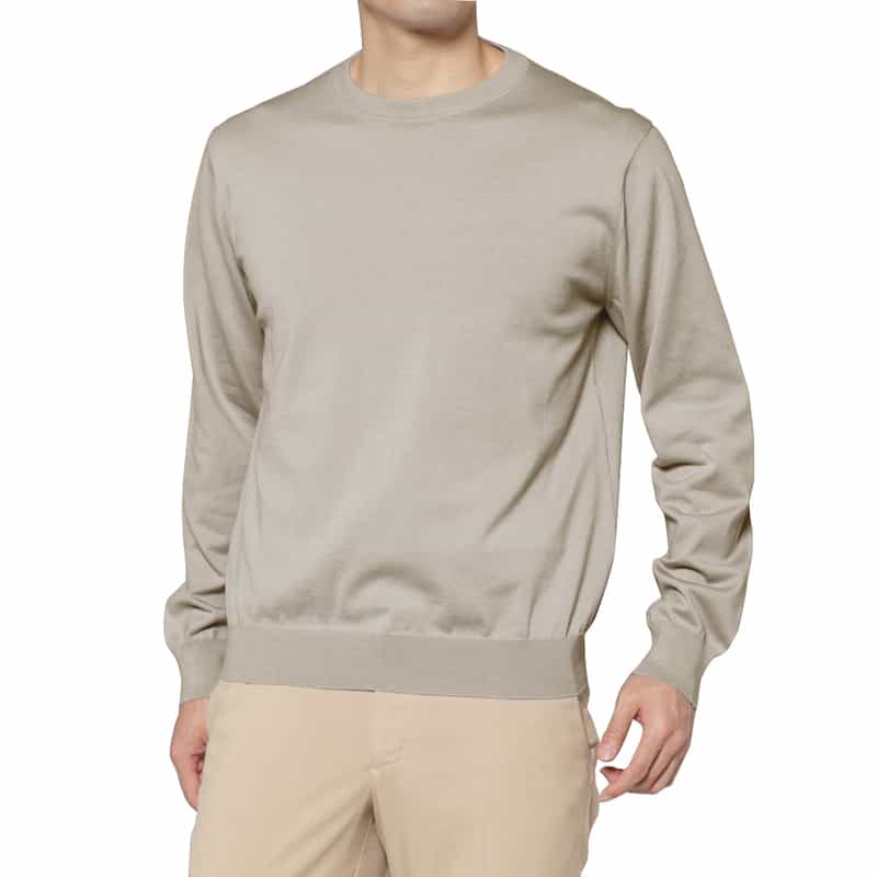 BARNEYS NEW YORK 海島綿クルーネックニットプルオーバー LIGHT GRAY