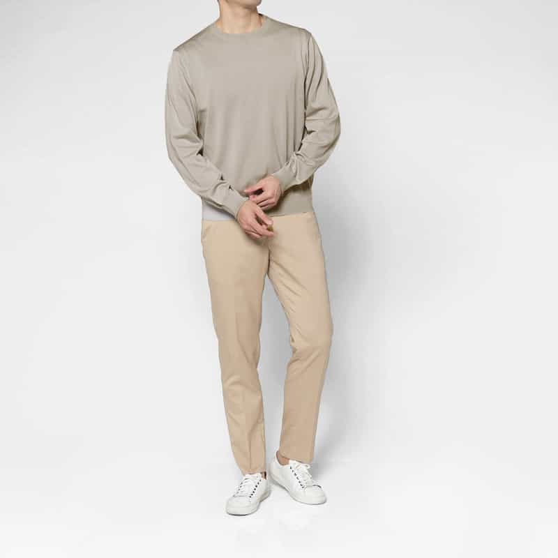 BARNEYS NEW YORK 海島綿クルーネックニットプルオーバー LIGHT GRAY