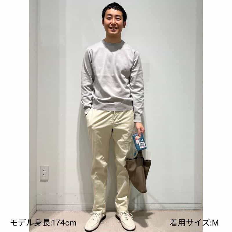 BARNEYS NEW YORK シーアイランドコットン クルーネックニットプルオーバー LIGHT GRAY